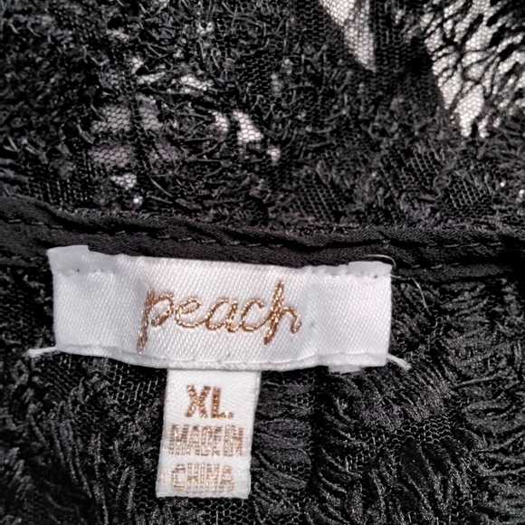 Peach Black Lace Blouse   Size XL - Picture 5 of 5